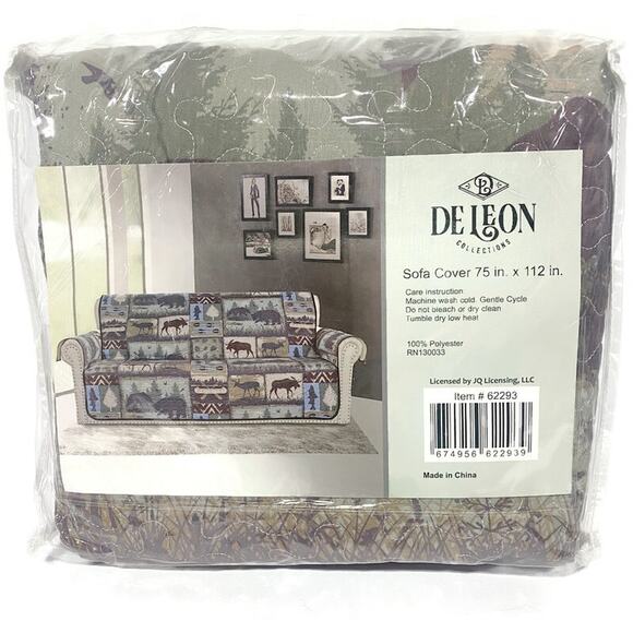 De Leon Collections Wildlife Patchwork Sofa Furniture Cover 75" x 112" - Picture 1 of 6